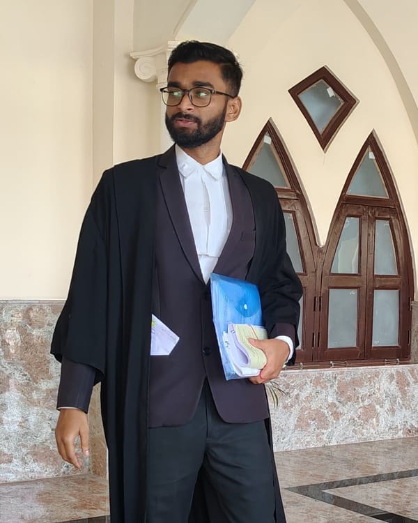 Portrait of Satyajit Paul, Advocate, in black gown