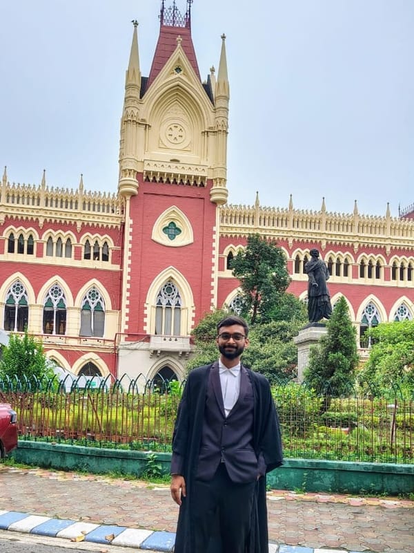 Satyajit Paul in advocate's gown outside the Calcutta High Court